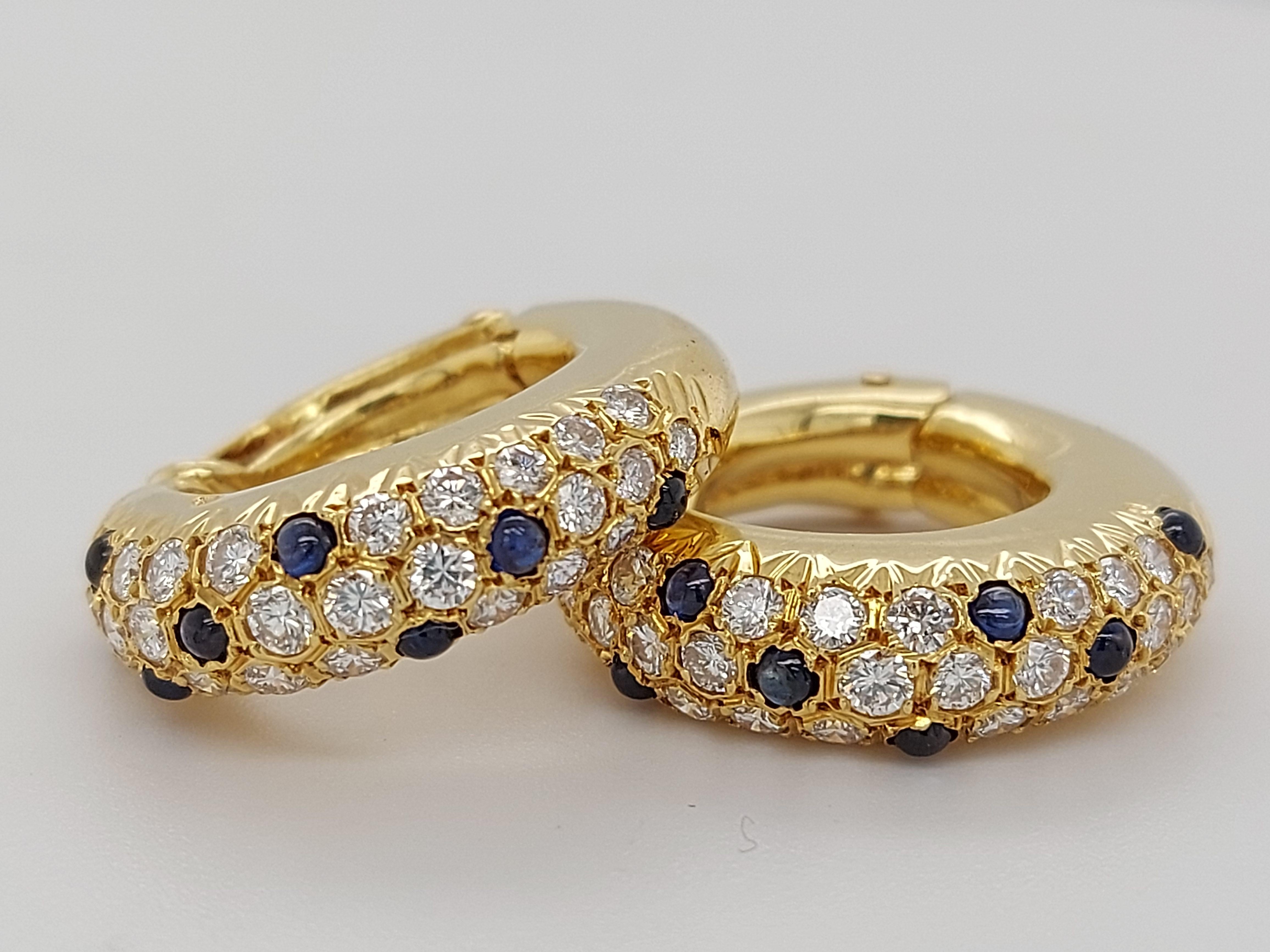 Fred Paris: splendidi orecchini a lobo con chiusura a clip 16 zaffiri e 60 diamanti in vendita 9