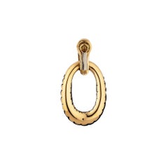 Fred Paris Vintage Gold Onyx Door Knocker Clip Earrings