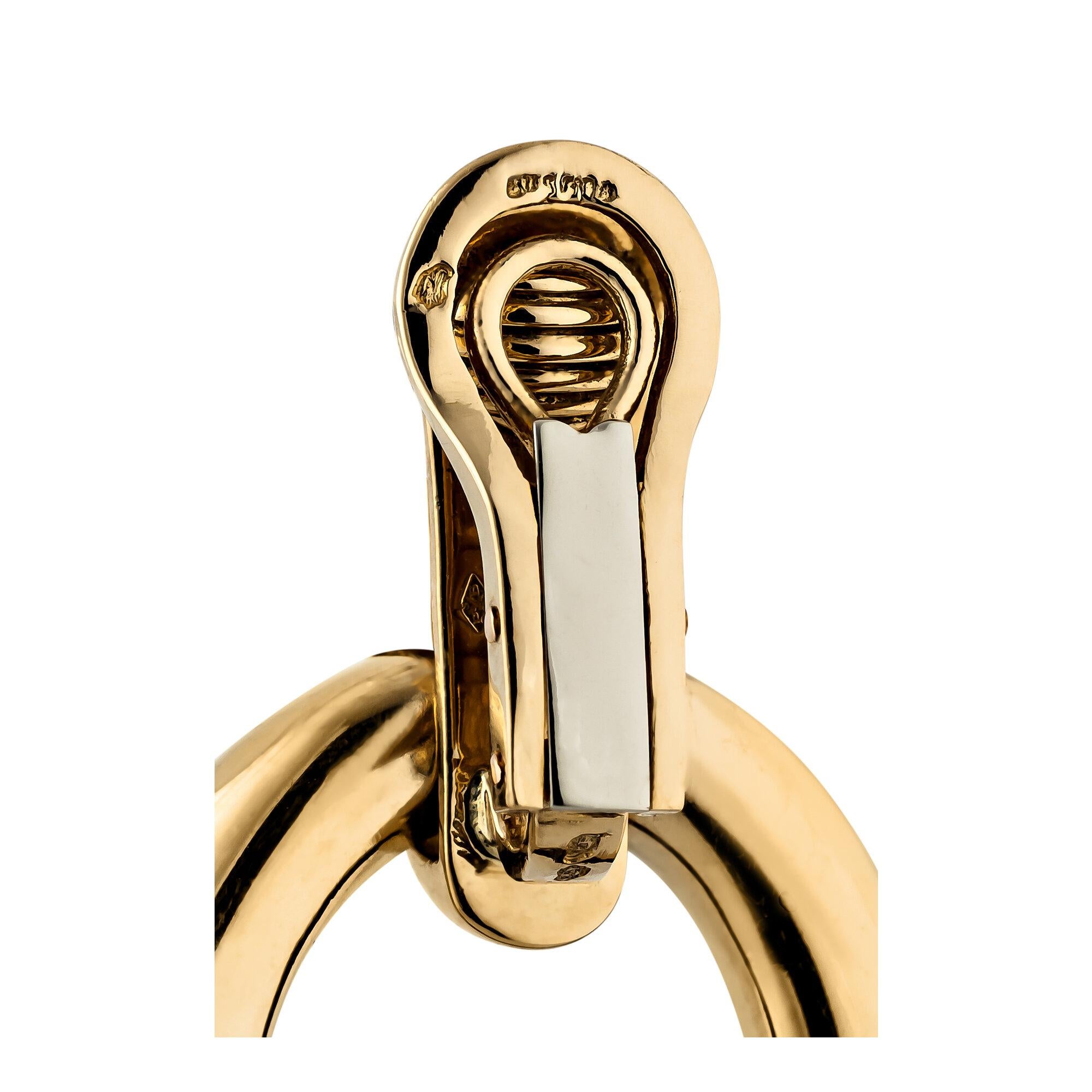 Contemporary Fred Paris Vintage Gold Onyx Door Knocker Clip Earrings