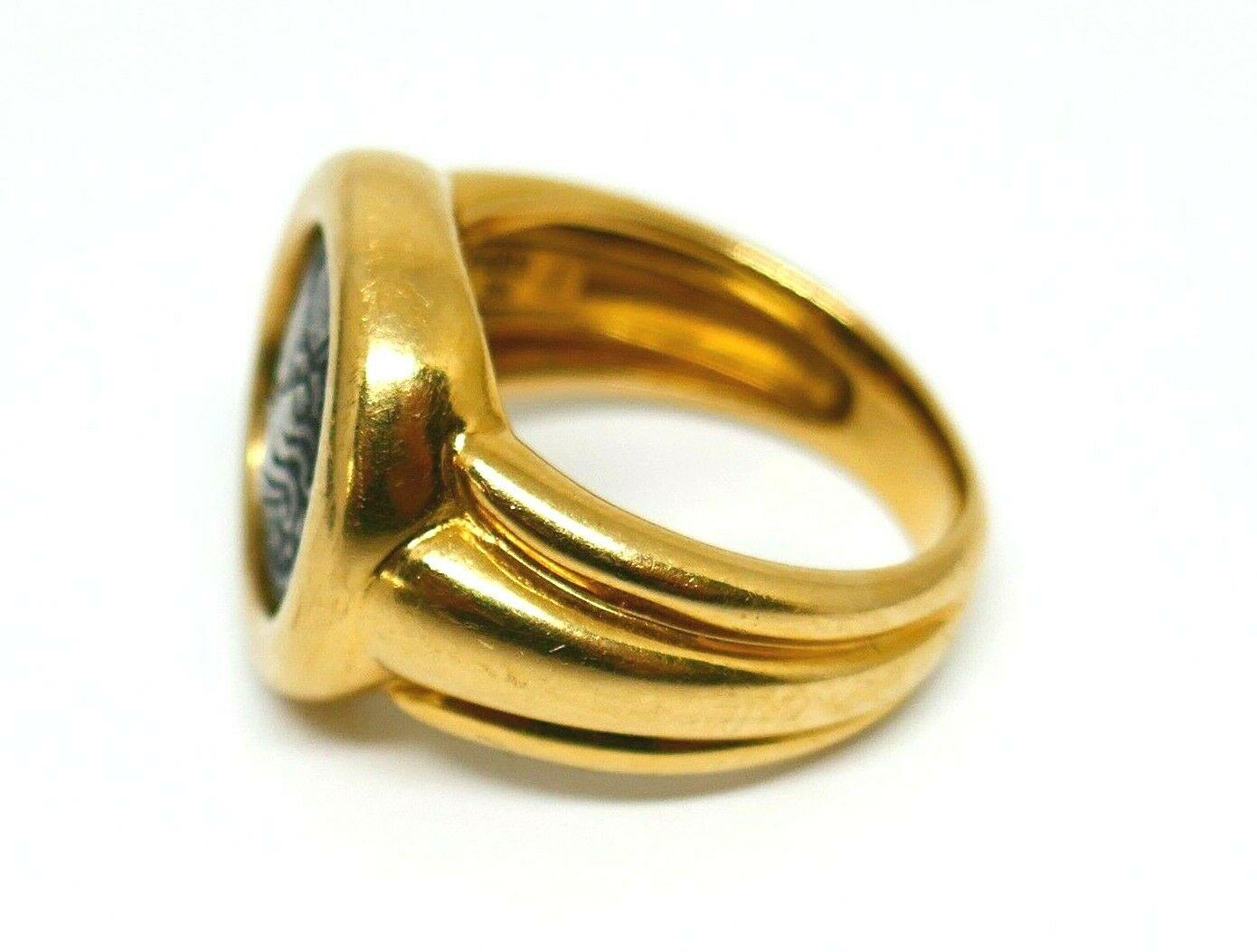 Women's or Men's Fred Paris Vintage Yellow Gold Ancient Coin Ring