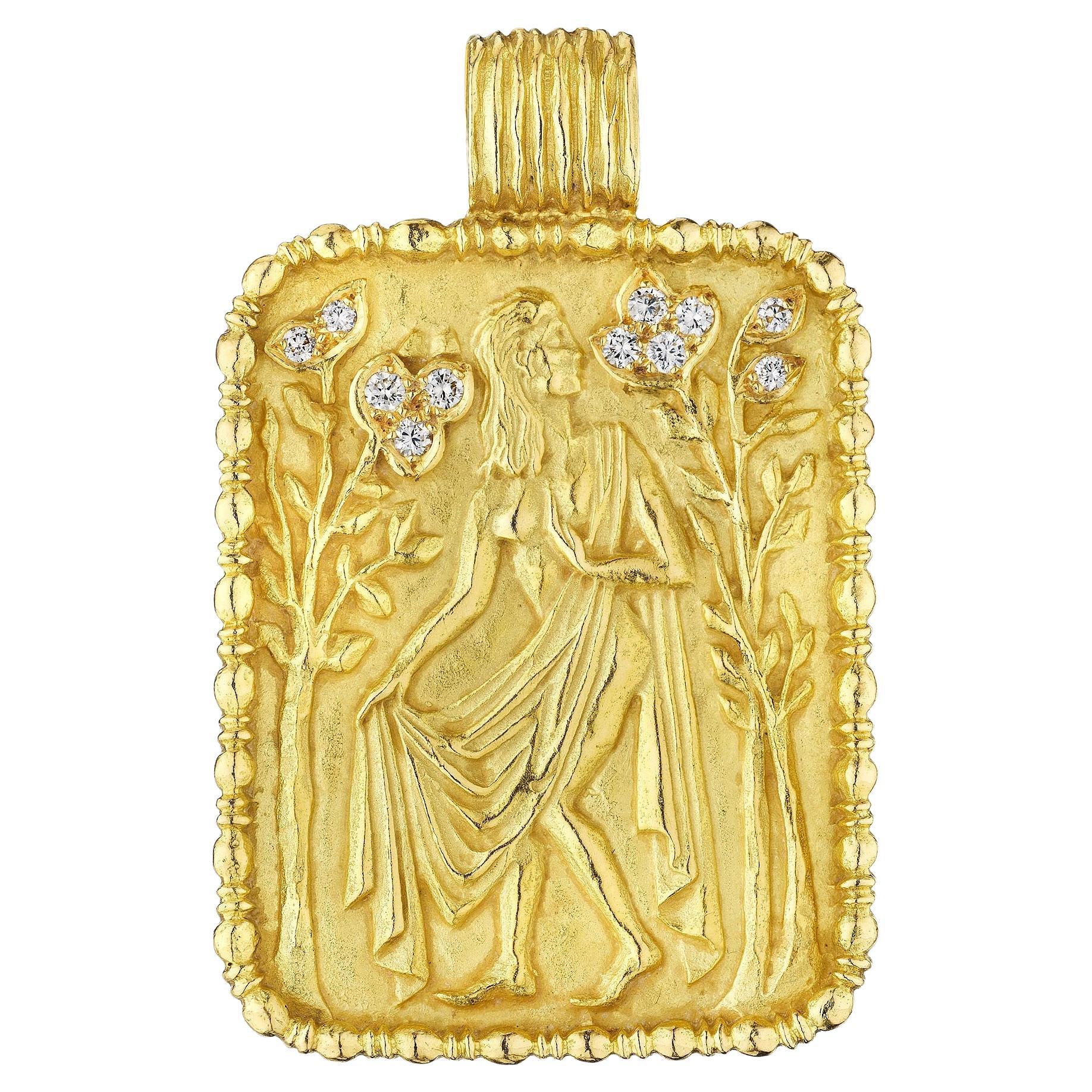 Fred Paris Virgo Zodiac Diamond Gold Modernist Pendant