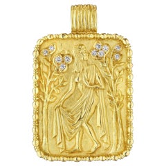 Fred Paris Virgo Zodiac Diamond Gold Modernist Pendant