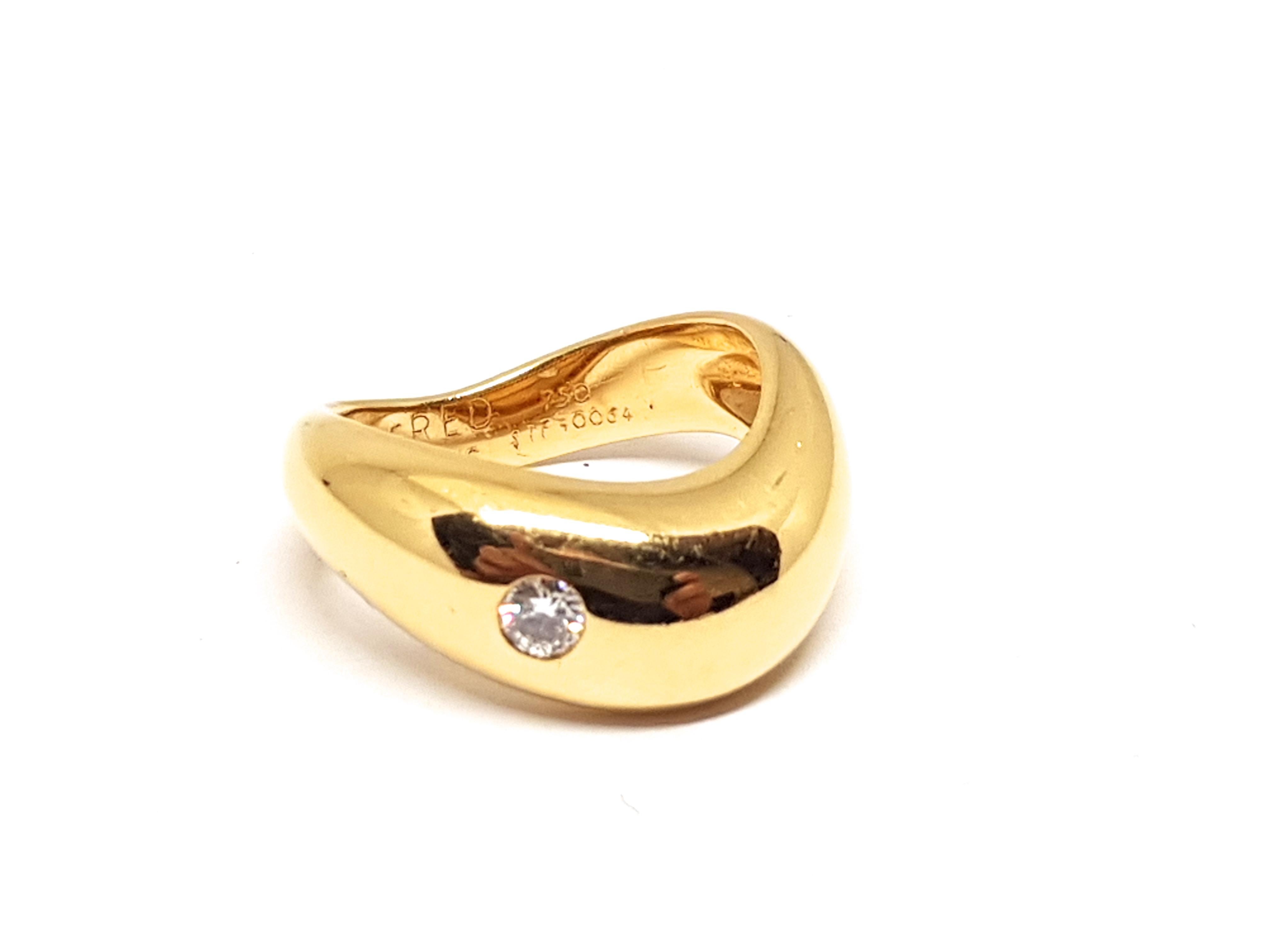 Fred Paris Yellow Gold Diamond Ring In Excellent Condition In Antwerp, BE