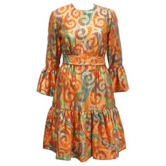 Fred Perlberg Gold-oranges Lamm-Cocktailkleid, 1960er Jahre