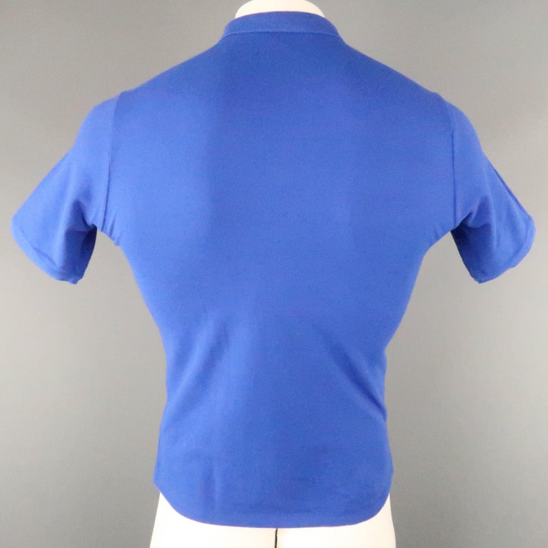 FRED PERRY x RAF SIMONS Size S Royal Blue Solid Cotton Buttoned POLO Shirt  at 1stDibs