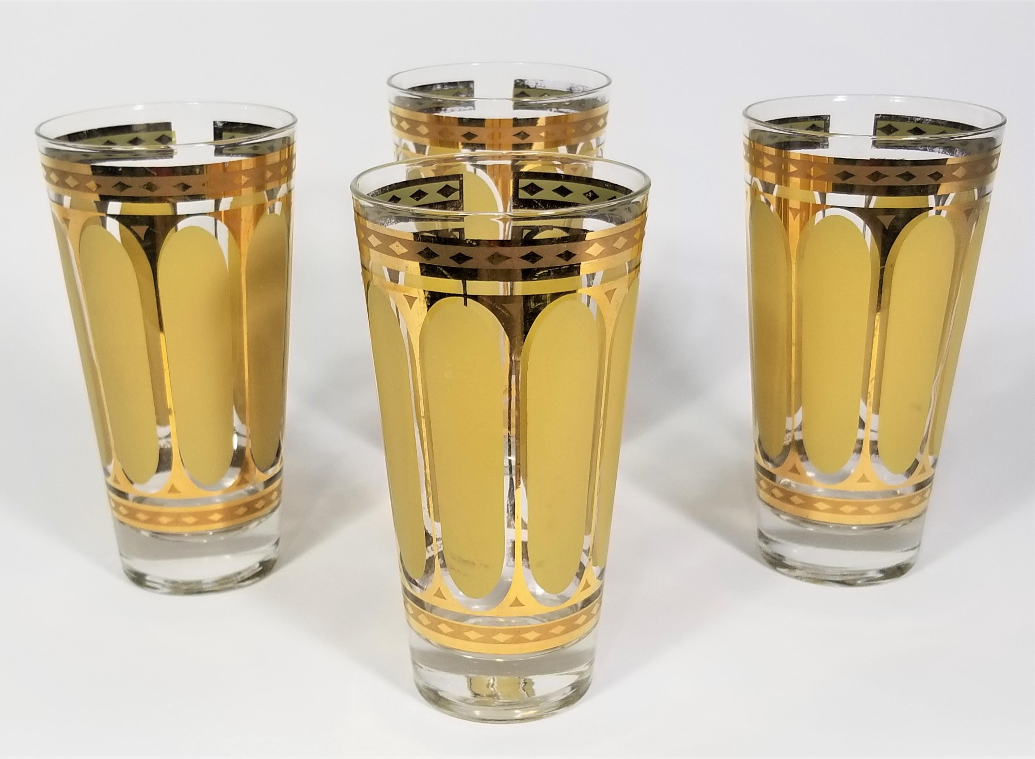 Fred Press - Vaisselle de bar en verre doré 22 carats des années 1960 - Milieu du siècle  en vente 4