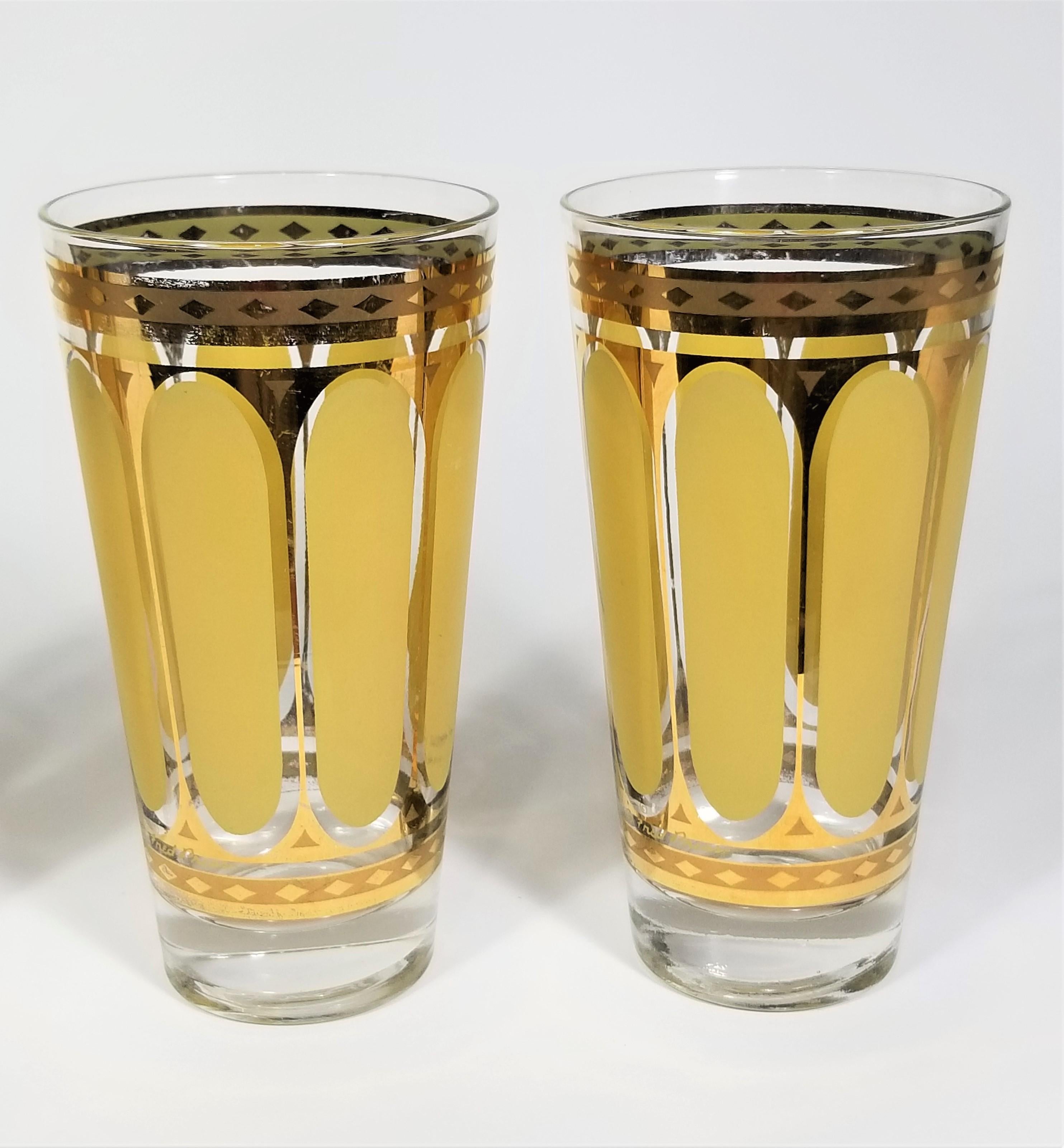 Fred Press - Vaisselle de bar en verre doré 22 carats des années 1960 - Milieu du siècle  Bon état - En vente à New York, NY