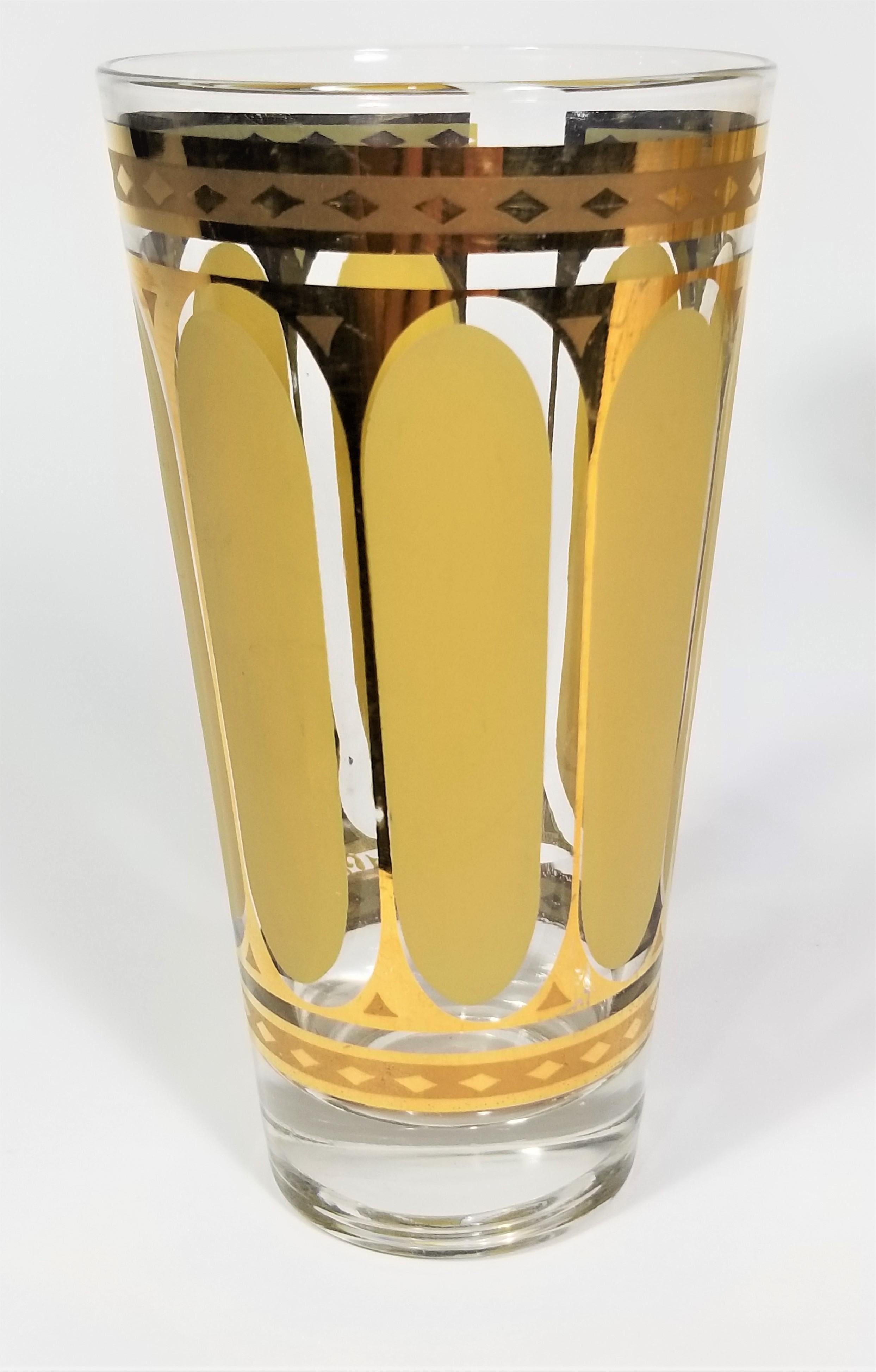 Or Fred Press - Vaisselle de bar en verre doré 22 carats des années 1960 - Milieu du siècle  en vente