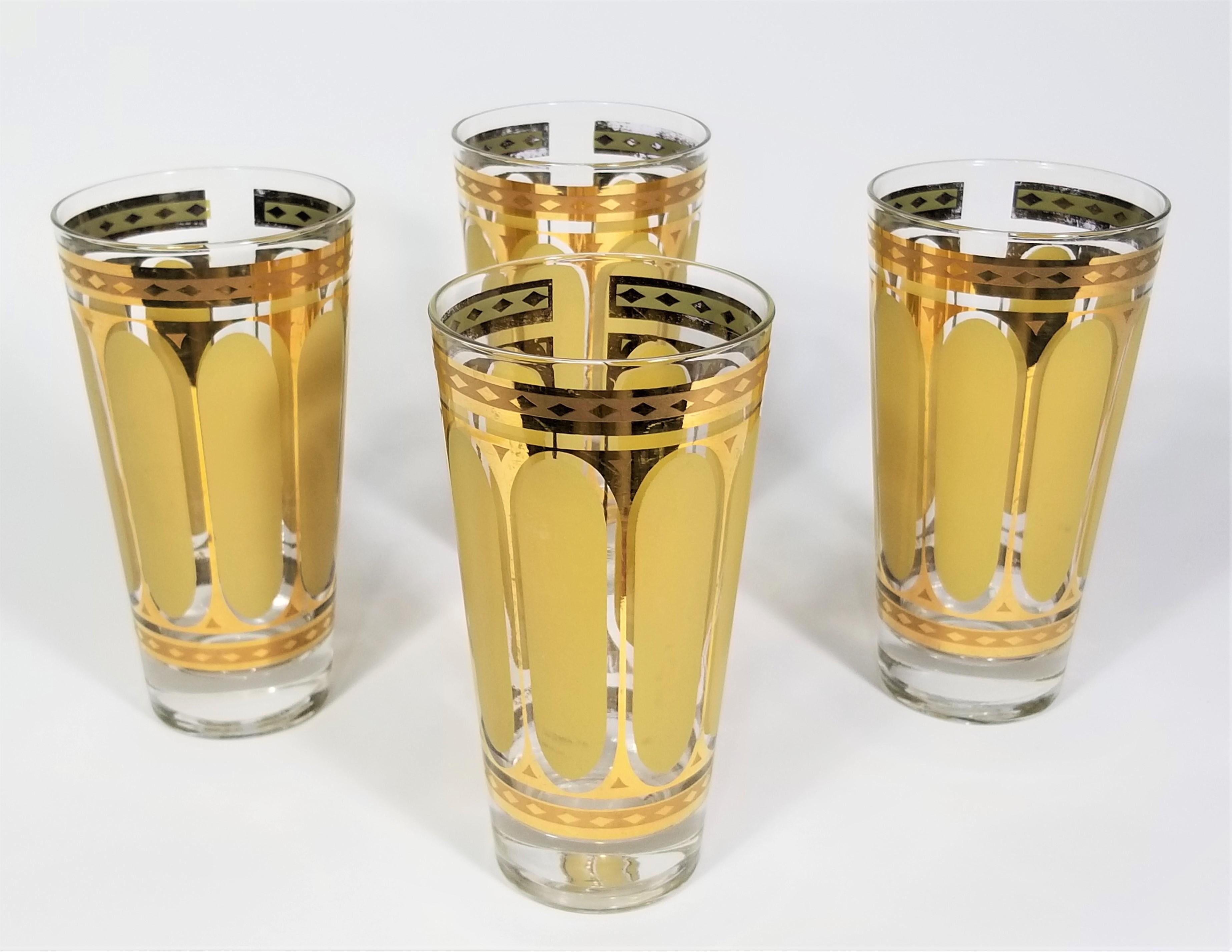 Fred Press - Vaisselle de bar en verre doré 22 carats des années 1960 - Milieu du siècle  en vente 3