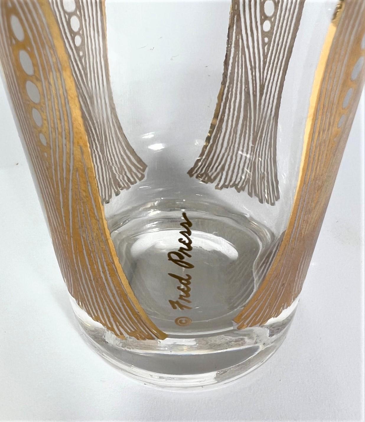 Fred Press 22K Gold Glassware Barware Mid Century 1960s 5