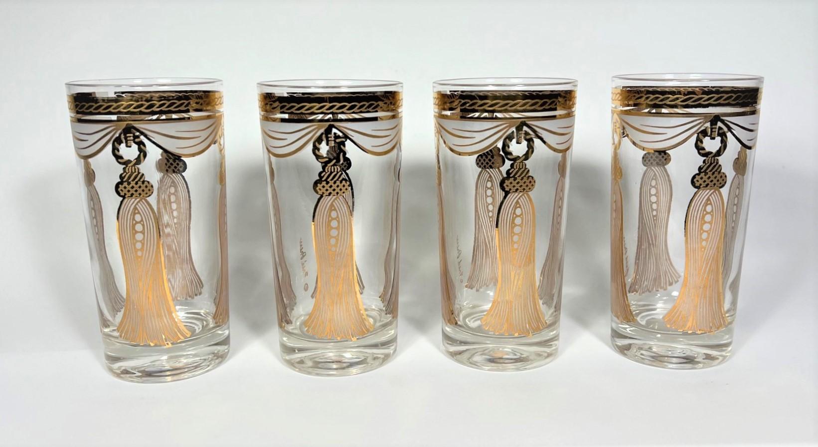 Fred Press 22K Gold Glassware Barware Mid Century 1960s In Excellent Condition In New York, NY
