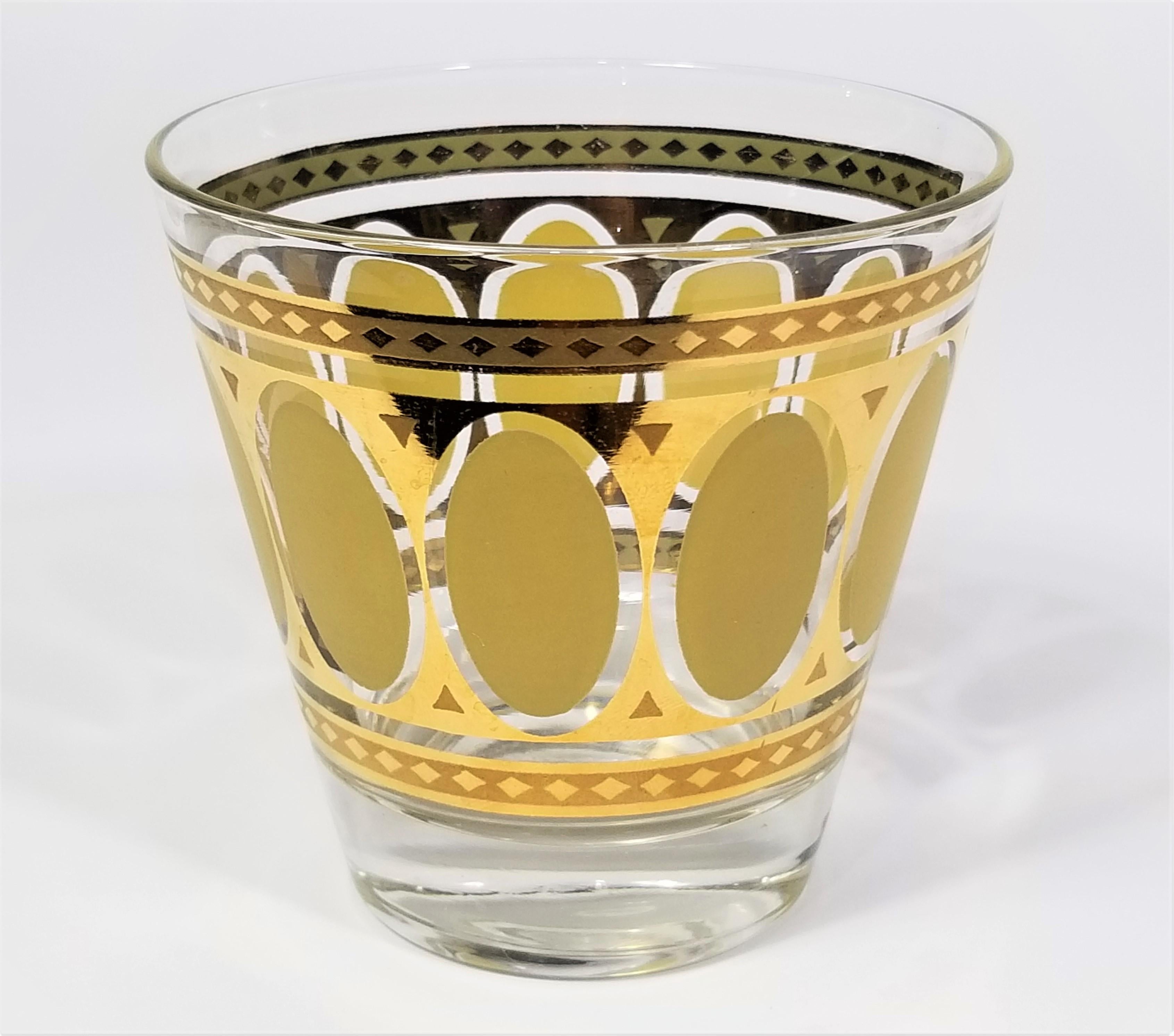 Fred Press - Ensemble de 8 verres de bar en or 22 carats des années 1960 - Verrerie Mid Century Rocks Excellent état - En vente à New York, NY