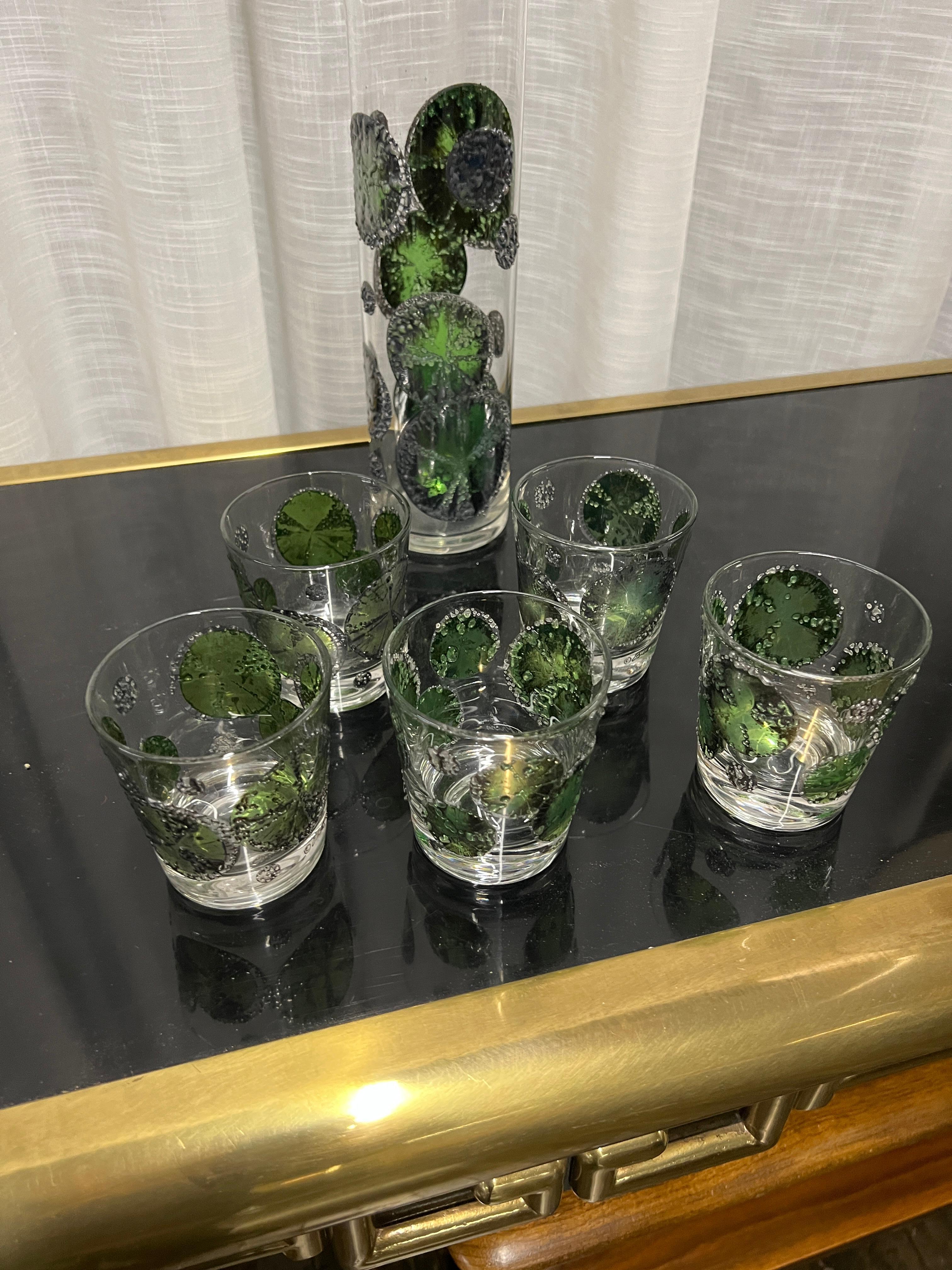American Fred Press Lime Slices Cocktail Pitcher and Rocks Glasses For Sale