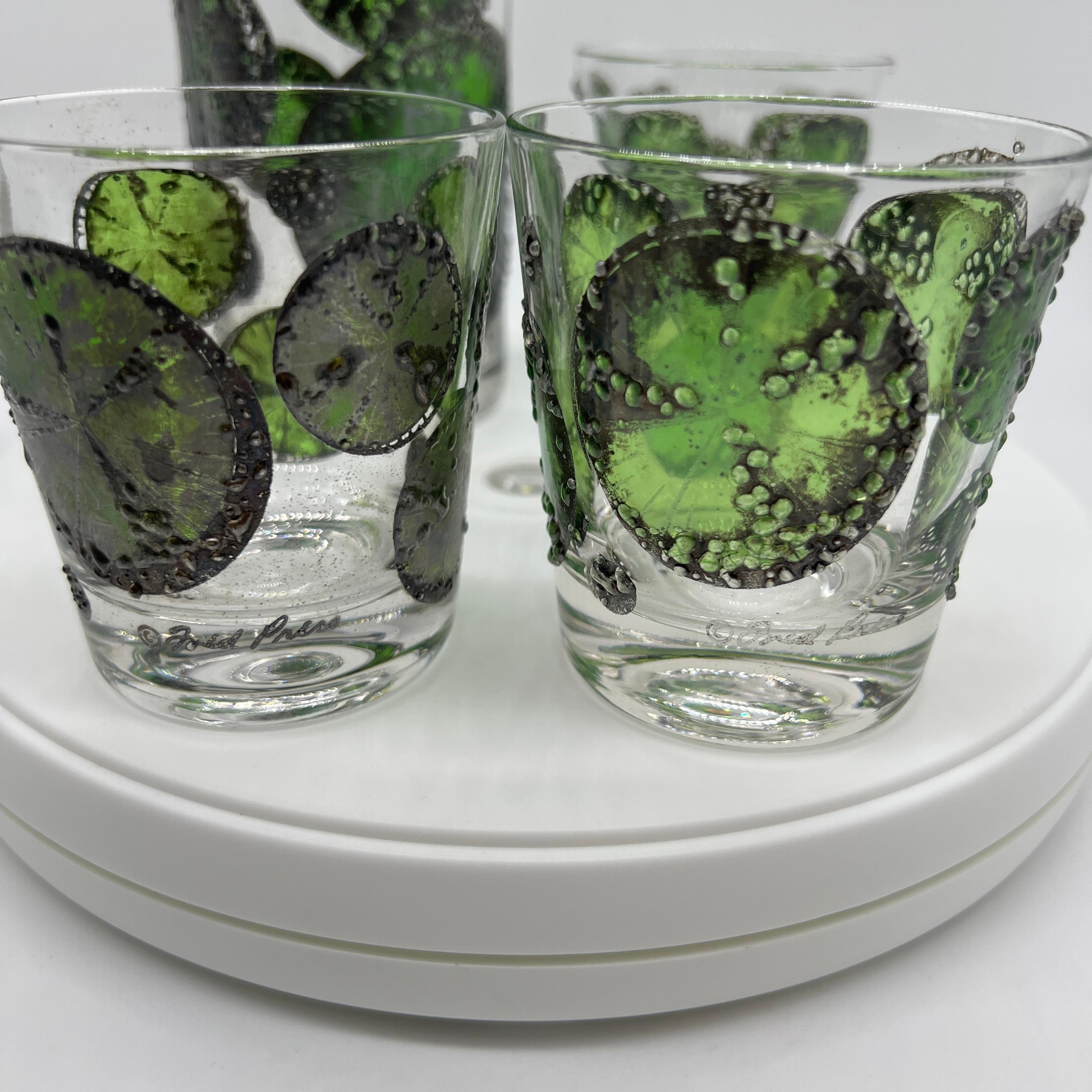 Fred Press Lime Slices Cocktail Pitcher and Rocks Glasses For Sale 3