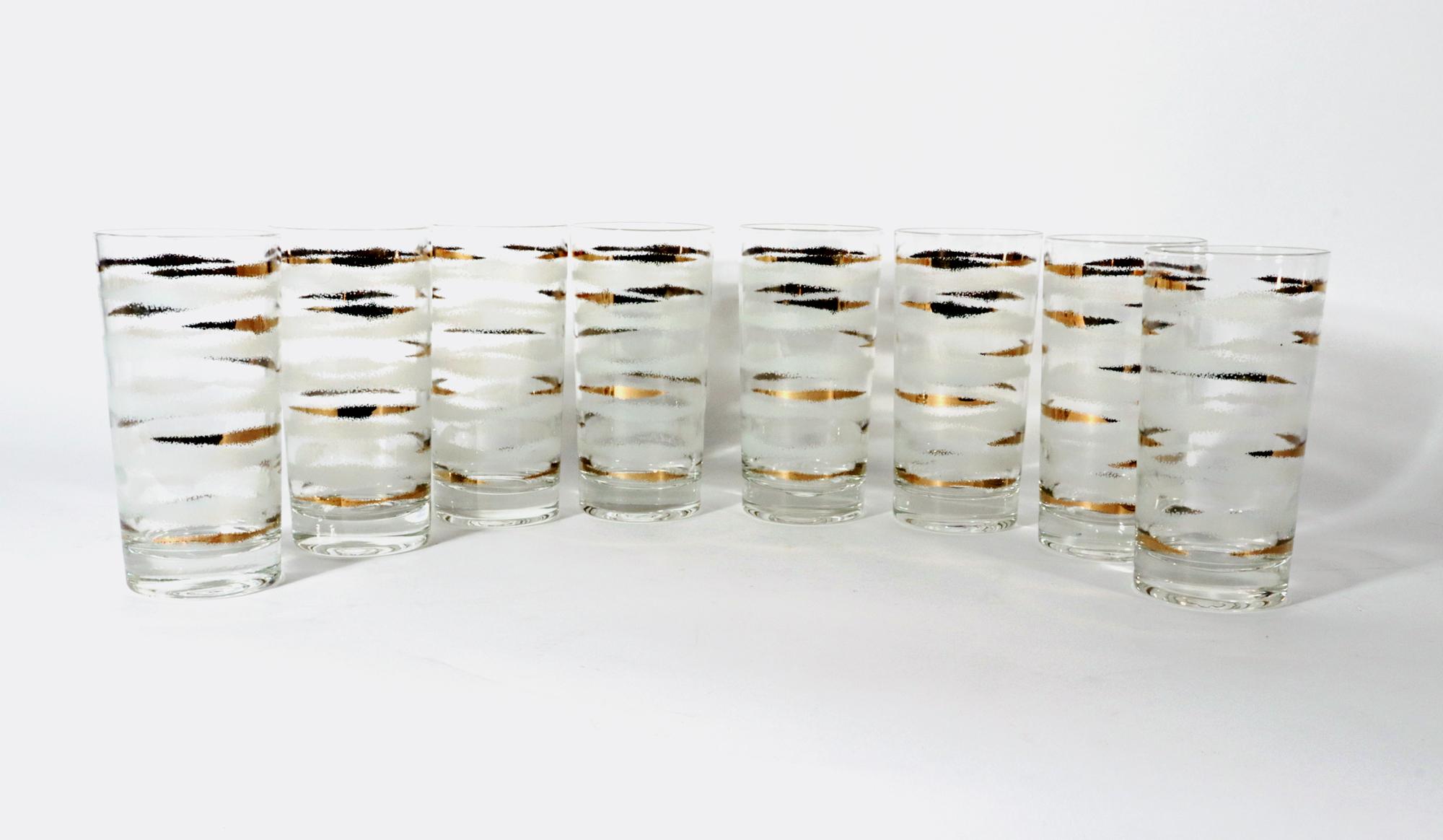 Mid-Century Modern Fred Press Vintage Glasses-Set of Eight For Sale