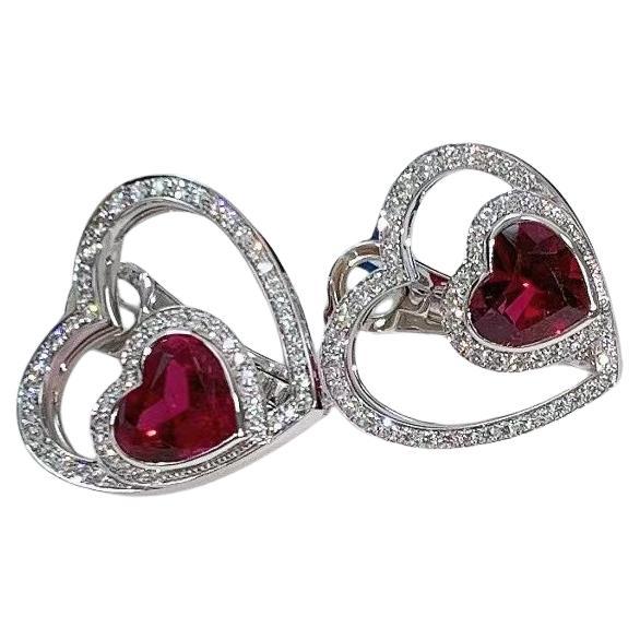 Fred Pretty Woman Heart Earrings with Pink Tourmaline and Diamonds
