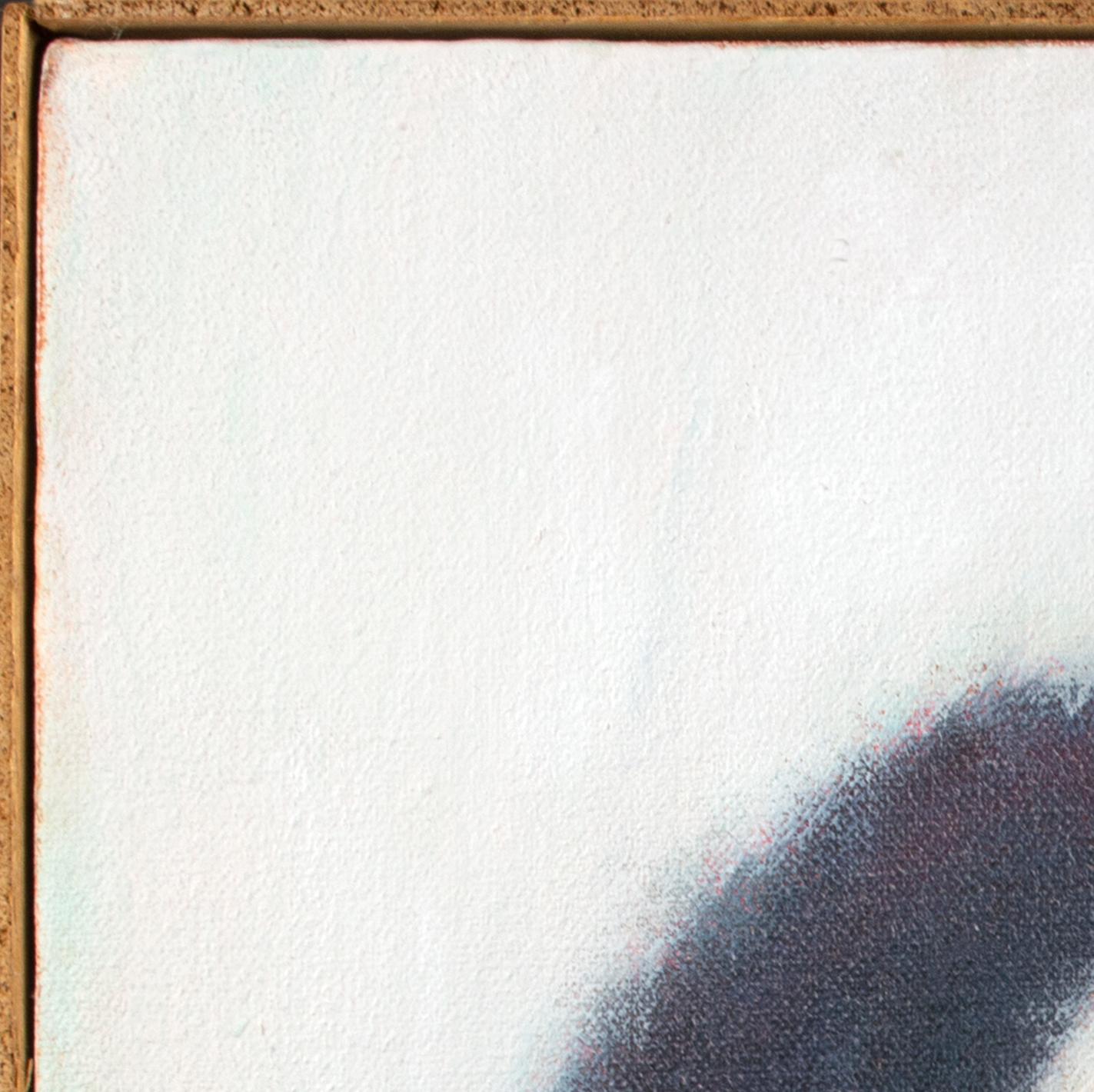 Original signiertes Alkyd-Gemälde auf Leinwand „Black Mat“, weiße Katze, schlafend (Grau), Figurative Painting, von Fredrick Reichman