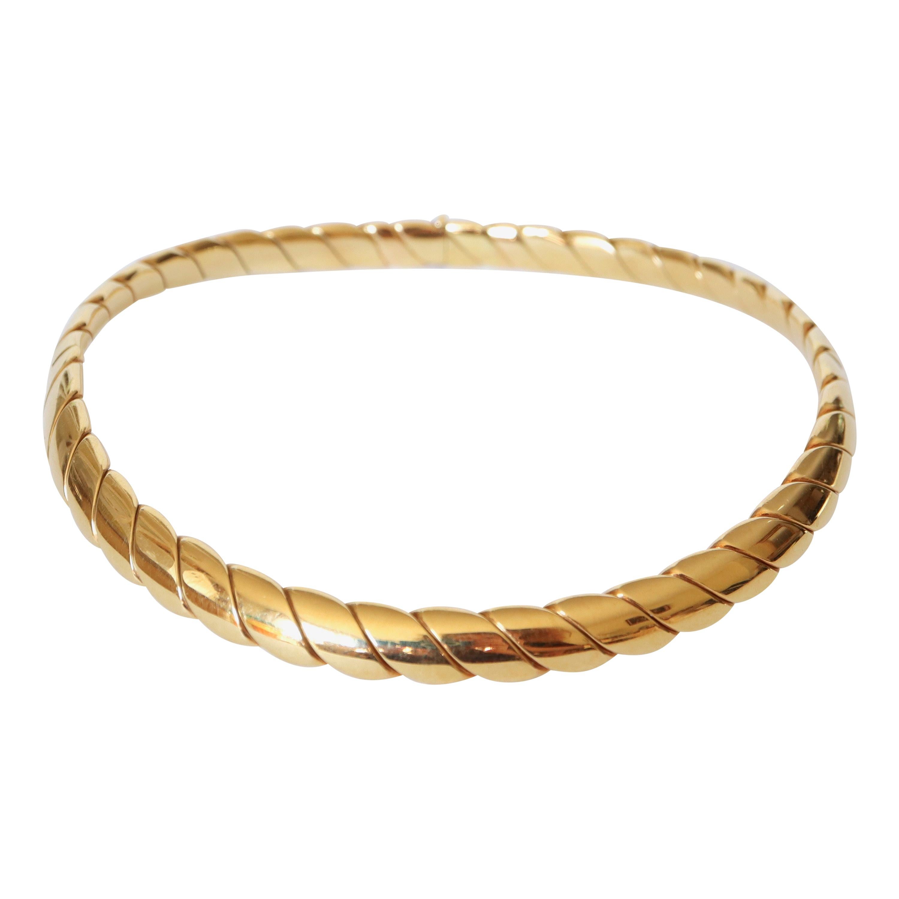 Kaunis Koru Solid Modernist Rigid Torque Necklace with Round Quartz