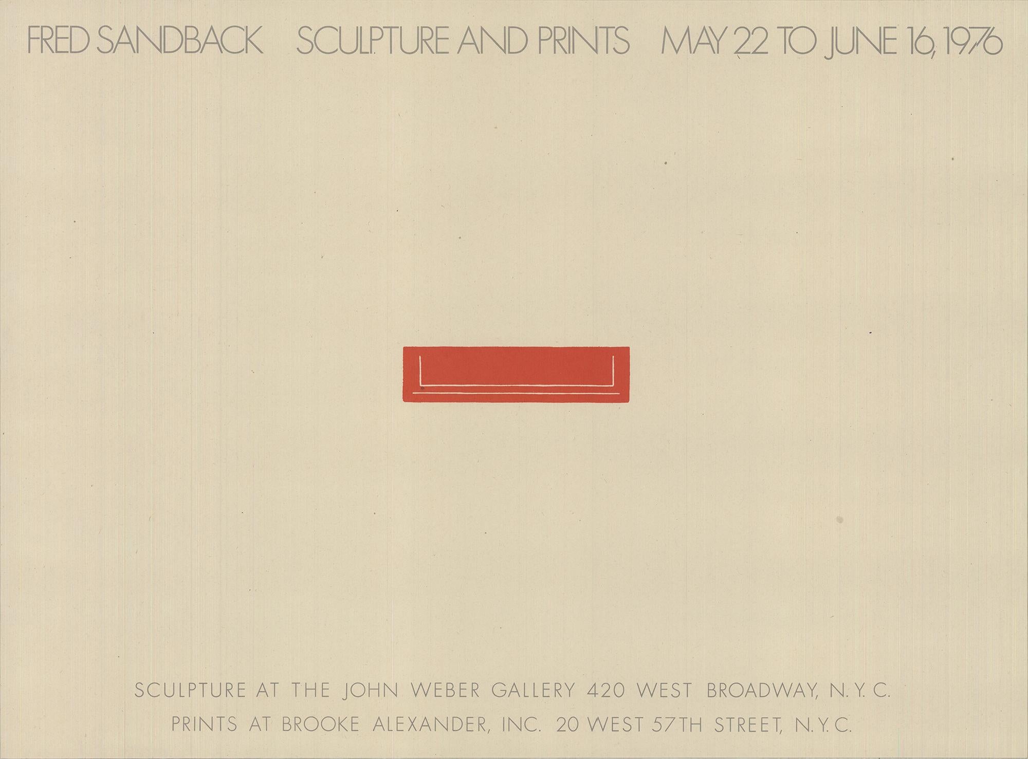 Exhibition poster/ Mailer for a Fred Sandback exhibition held at Brook Alexander, Inc. and The John Weber Gallery in 1976.