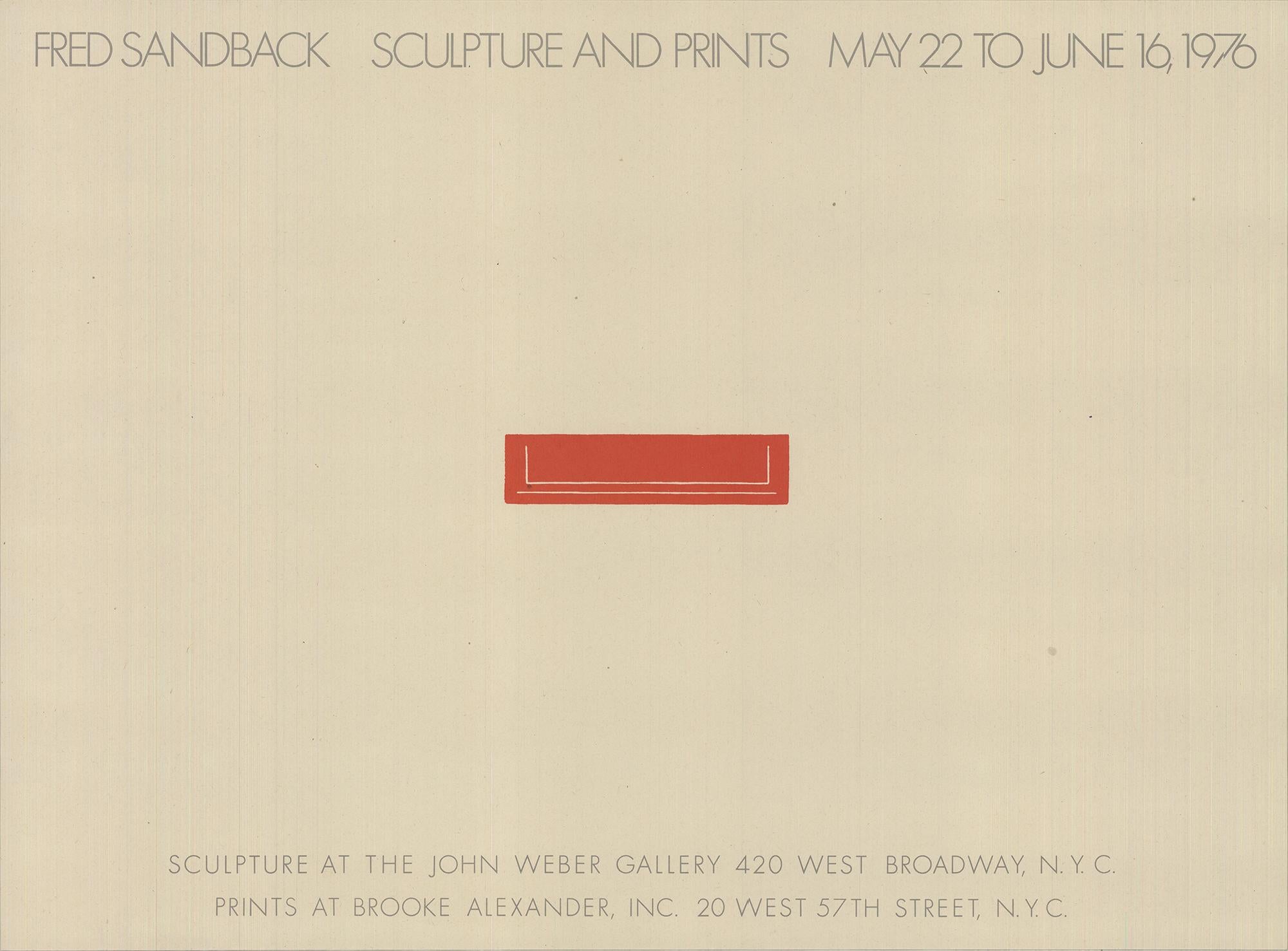 Este póster/envío de exposición se creó para una exposición de 1976 de la obra de Fred Sandback celebrada en Brook Alexander, Inc. y en la Galería John Weber. La pieza sirve tanto de anuncio como de artefacto coleccionable, y pone de relieve las