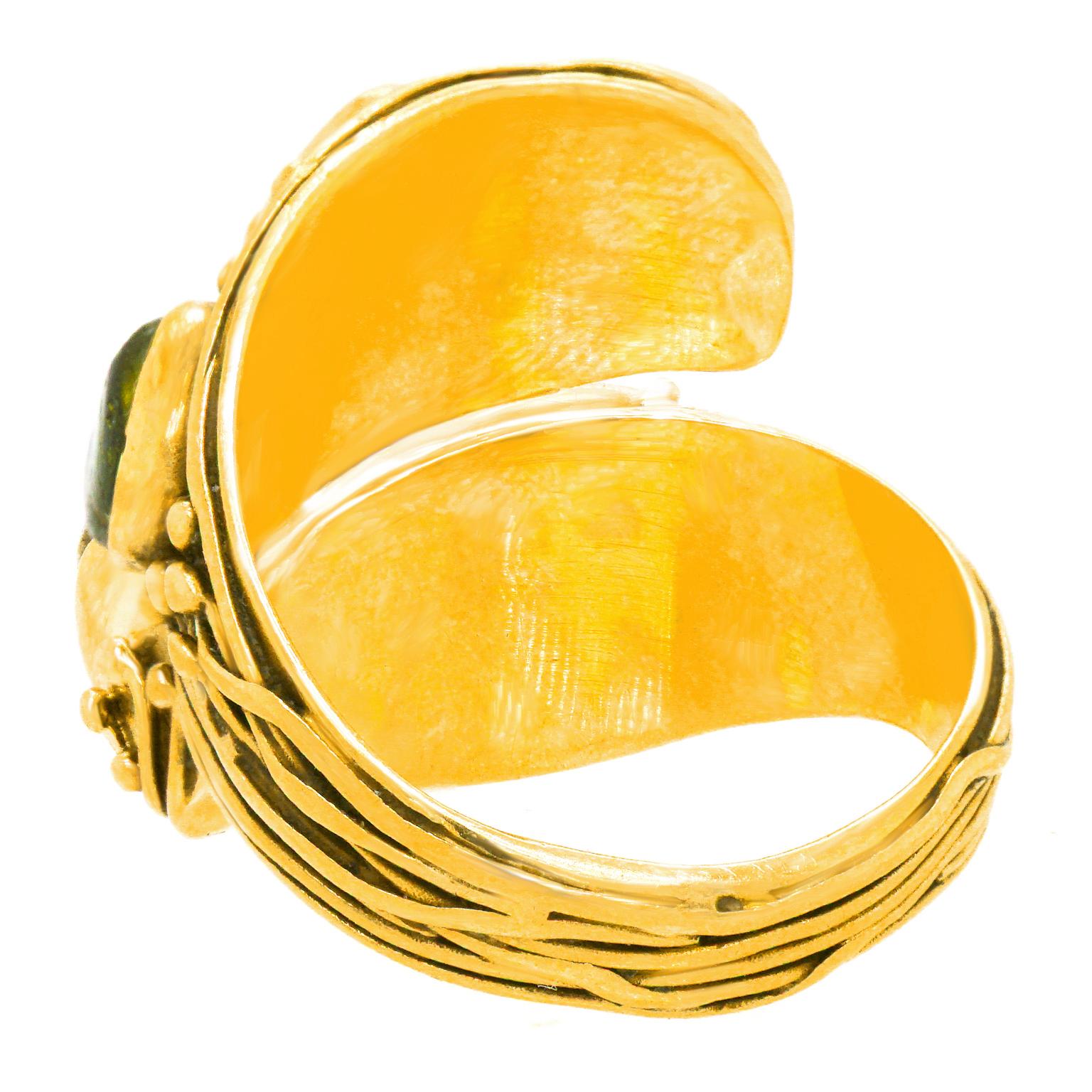 Fred Skaggs Gold Citrine and Peridot Hippie Ring 3