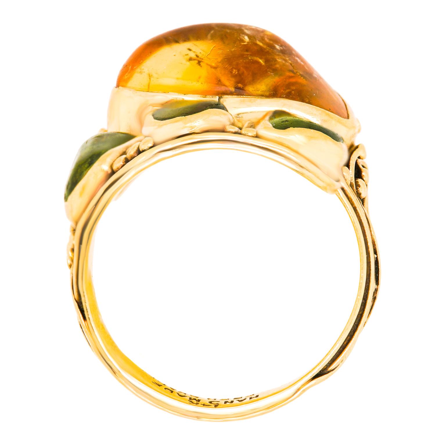 Fred Skaggs Gold Citrine and Peridot Hippie Ring 2