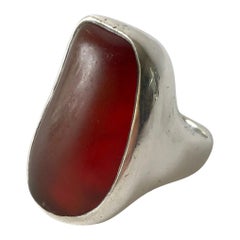 Fred Skaggs Sterling Silver Amber Arizona Modernist Gentlemens Ring