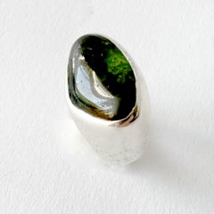 Fred Skaggs Sterling Silver Quartz or Opal Arizona Modernist Gentlemens Ring