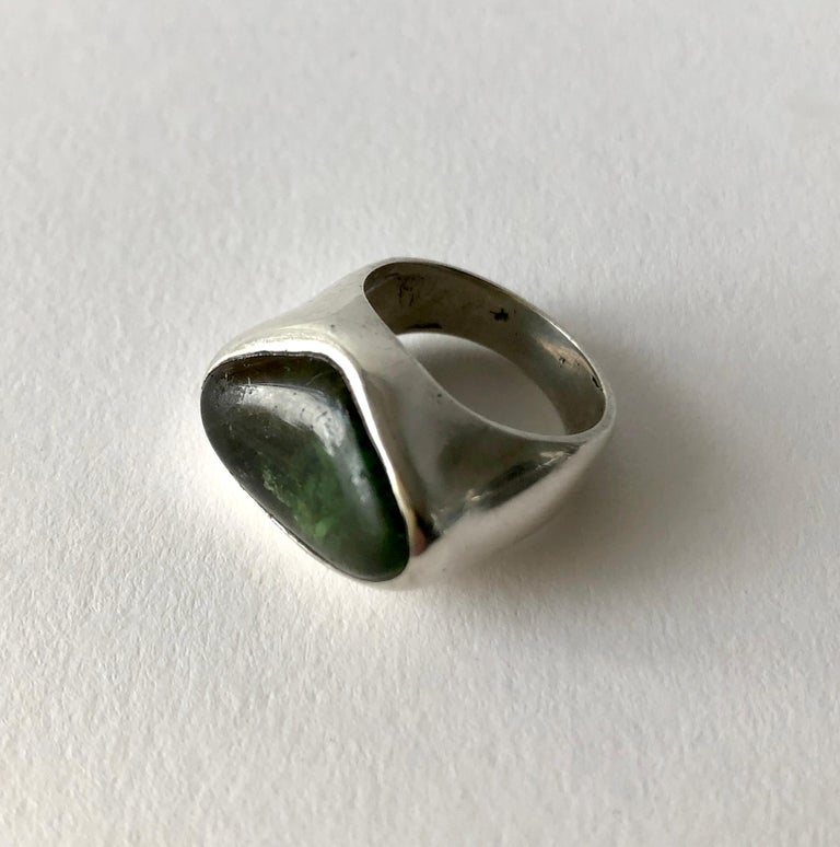 Fred Skaggs Sterling Silver Quartz or Opal Arizona Modernist Gentlemens Ring In Good Condition For Sale In Los Angeles, CA