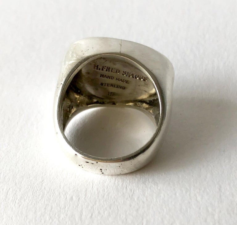 Fred Skaggs Sterling Silver Quartz or Opal Arizona Modernist Gentlemens Ring For Sale 2