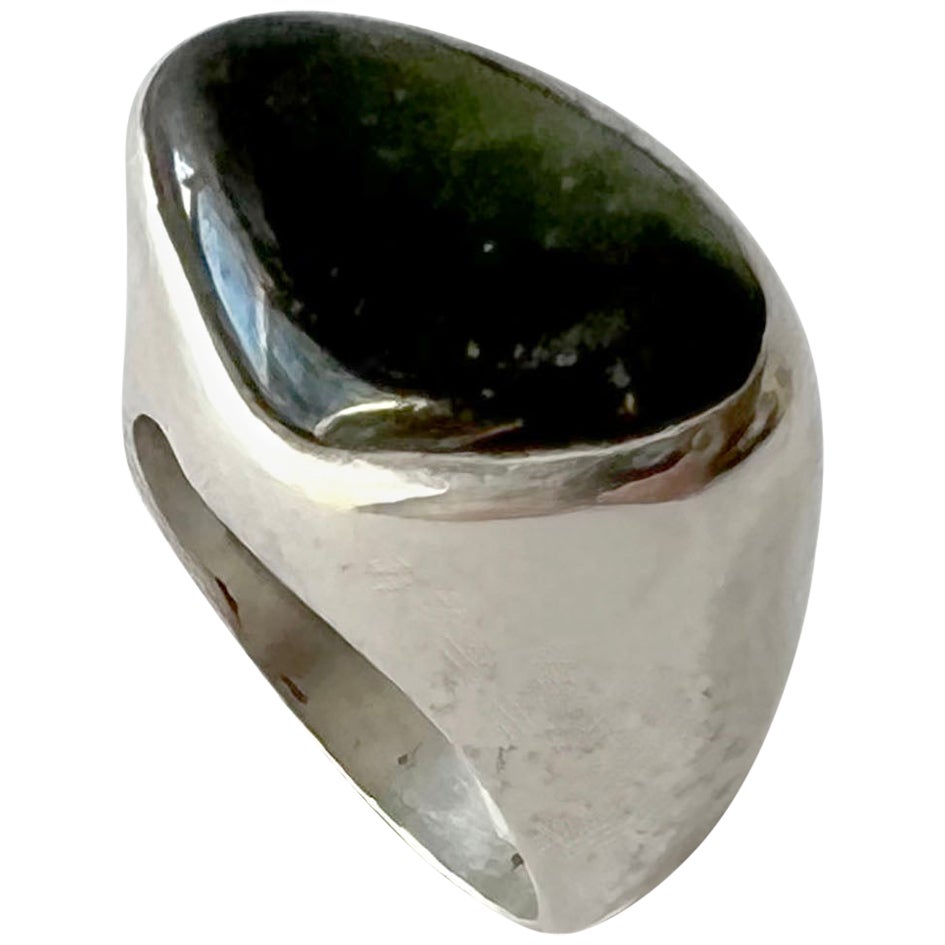 Fred Skaggs Sterlingsilber Quarz oder Opal Arizona Modernist Herrenring