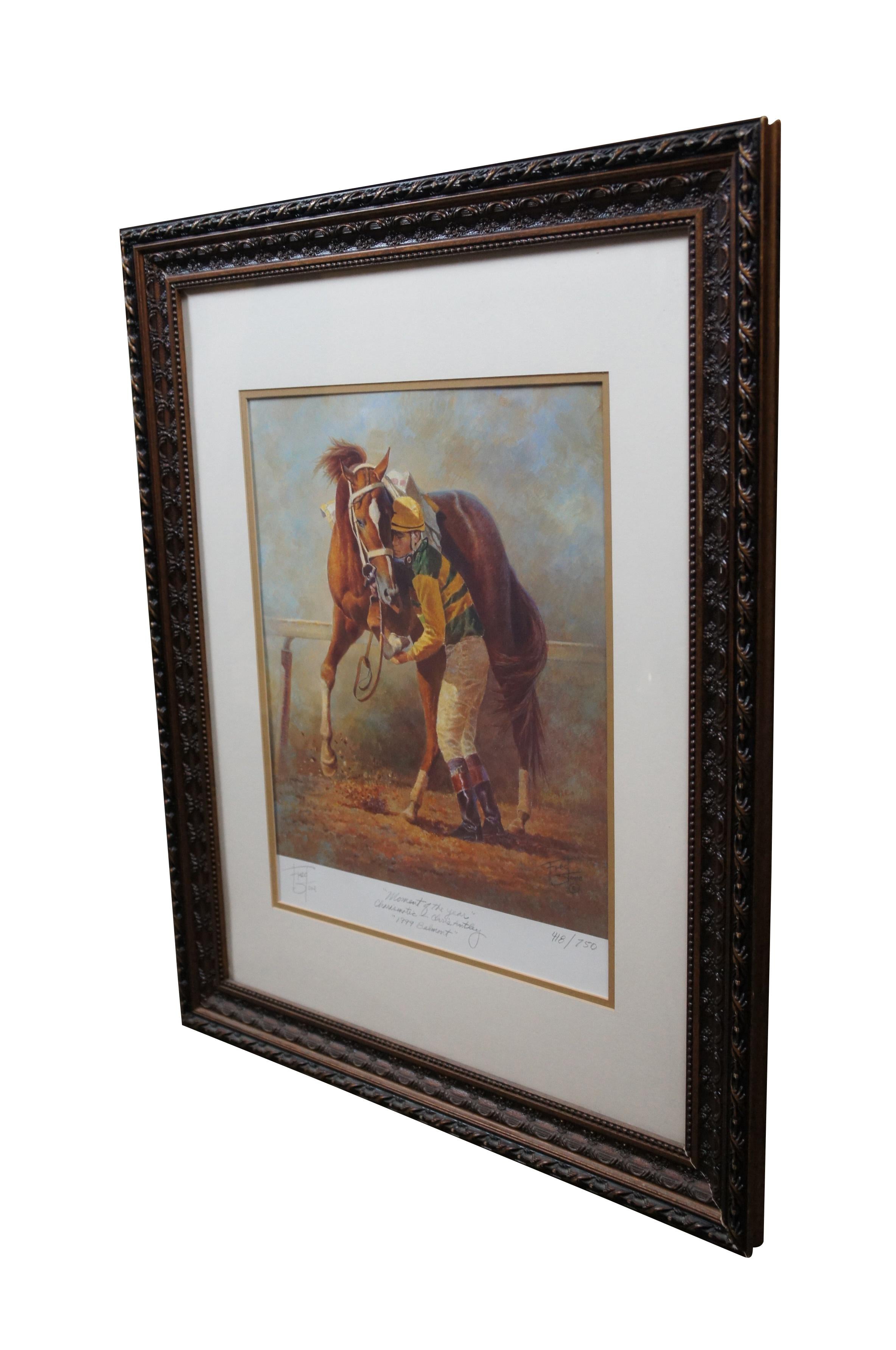 American Classical Fred Stone 1999 Belmont Horse Race Equestrian Jockey Lithograph Print 33