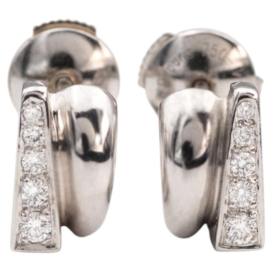 Fred Success 18K White Gold and Silver Diamond Earrings