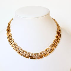 Fred Tank 'Panther' Mesh Necklace in 18 Carat Yellow Gold and Diamonds