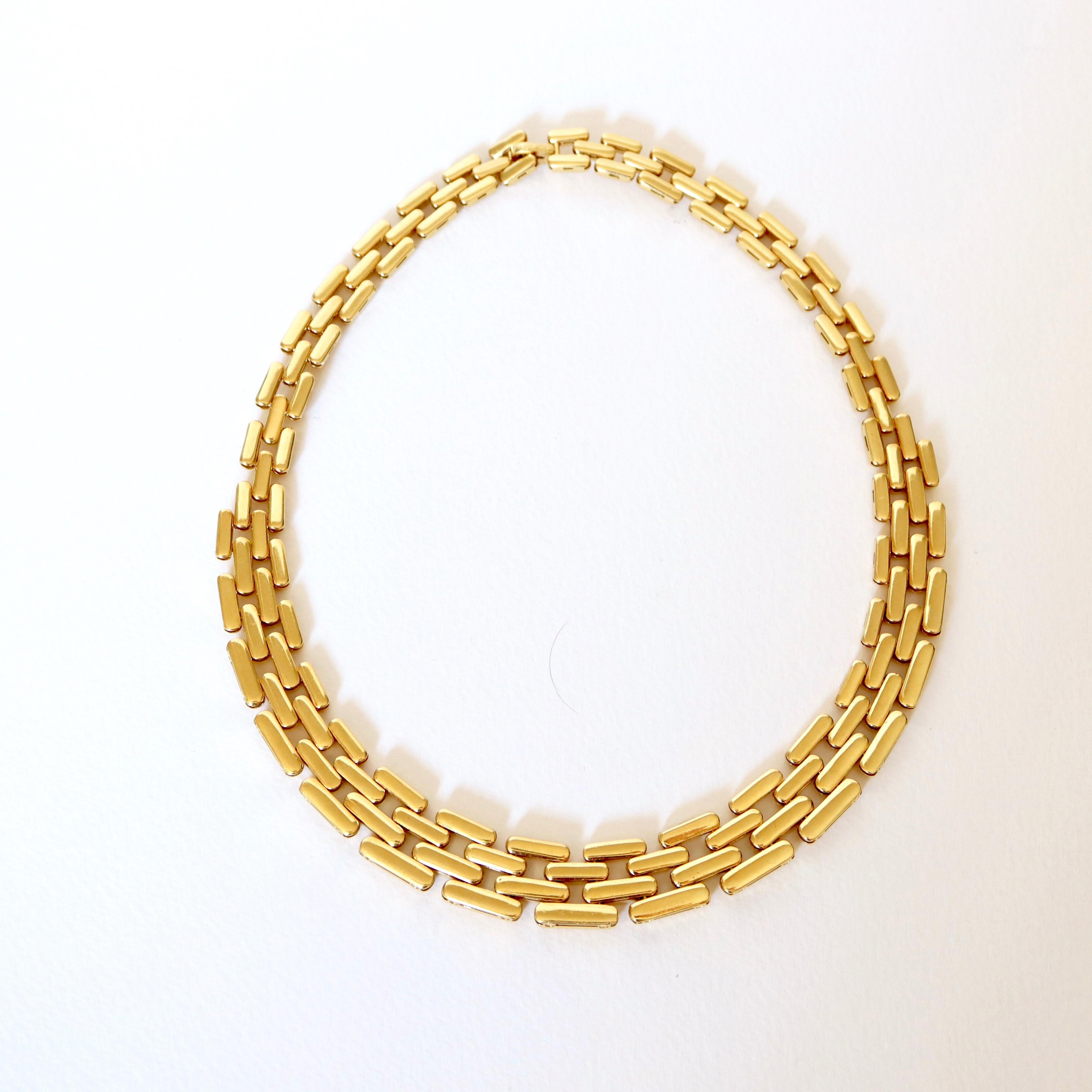 Fred Tank 'Panther' Mesh Necklace in 18 Carat Yellow Gold and Diamonds 1