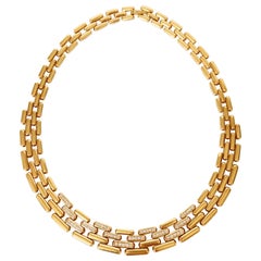 Fred Tank 'Panther' Mesh Necklace in 18 Carat Yellow Gold and Diamonds