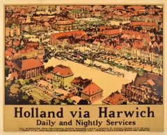 Original Vintage London & North Eastern Railway Poster Holland Via Harwich LNER