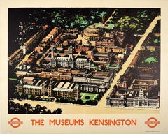 Original Vintage Londoner Transportplakat, Museums, Kensington, Karte, Fred Taylor, Kunst, Vintage