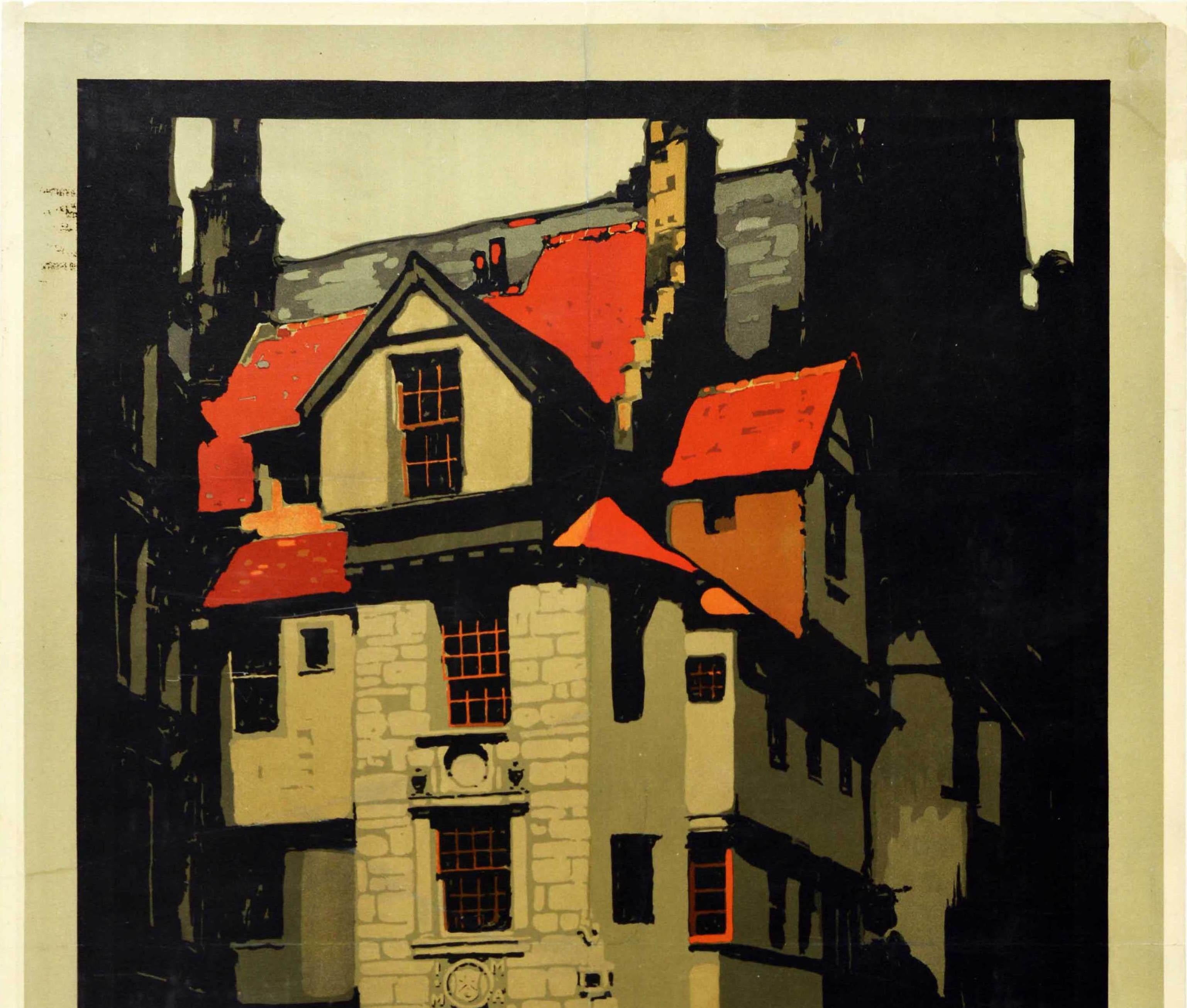 Poster originale d'epoca Edimburgo LNER Railway Travel Scozia John Knox House - Print di Fred Taylor