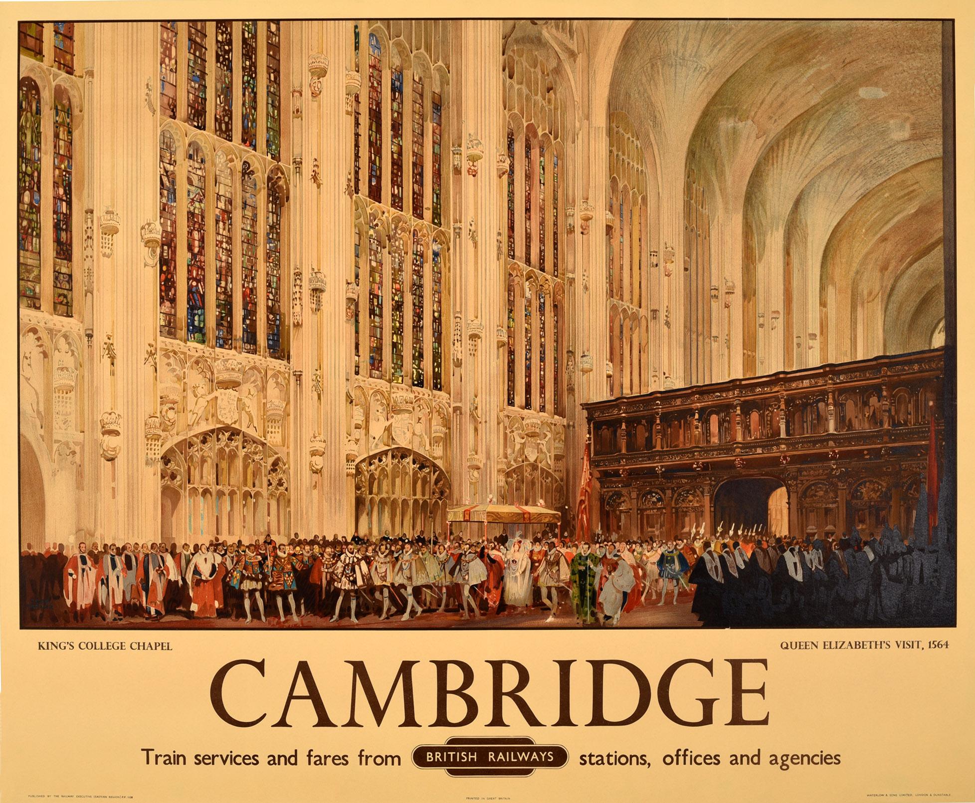 Fred Taylor Print - Original Vintage Railway Poster Queen Elizabeth I King's College Cambridge 1564