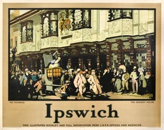 Original Antique Train Travel Poster Ipswich LNER Mr Pickwick The Ancient House