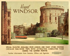 Original Vintage Train Travel Poster Royal Windsor British Railways Fred Taylor