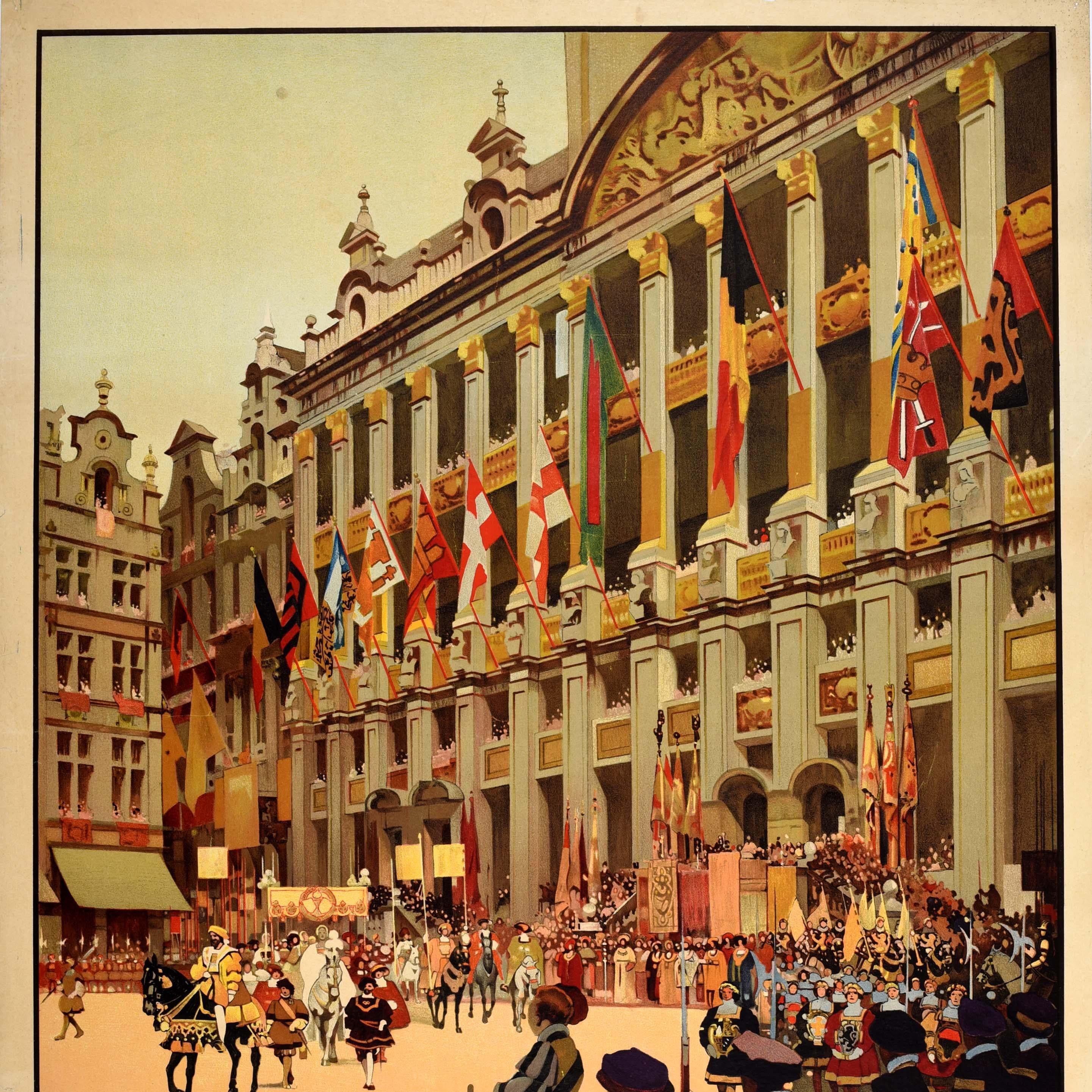 Original Vintage Travel Poster Brussels Bruxelles Belgian Railways Fred Taylor For Sale 1