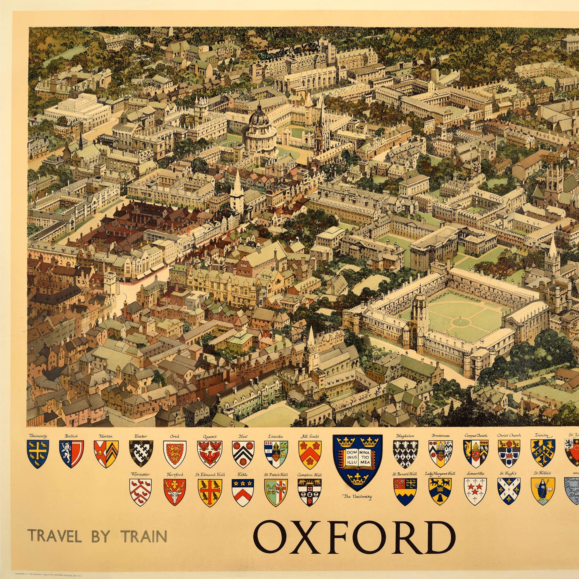 Original Vintage Travel Poster Oxford University British Railways Fred Taylor For Sale 2