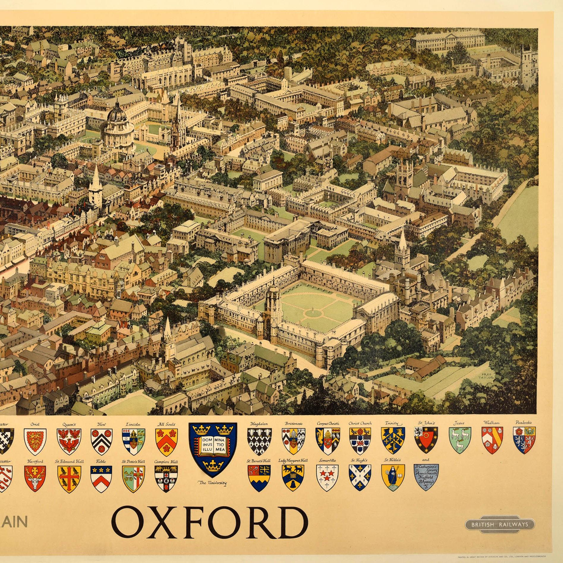 Original Vintage Travel Poster Oxford University British Railways Fred Taylor For Sale 3