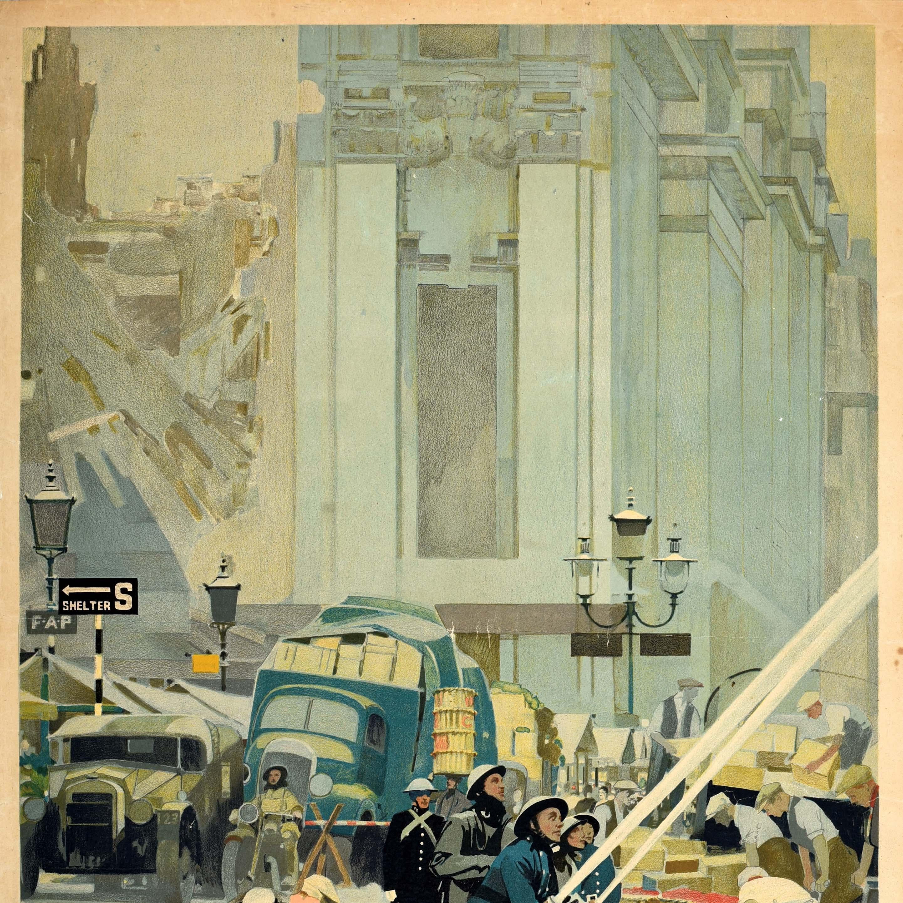 Cartel Vintage Original de la Segunda Guerra Mundial Alimentando a 45 Millones Mercados de la Segunda Guerra Mundial F. Taylor - Print Beige de Fred Taylor