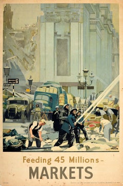 Original Vintage World War Two Poster Feeding 45 Millions Markets WWII F Taylor
