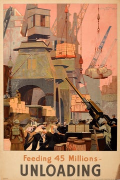 Poster originale d'epoca della Seconda Guerra Mondiale Alimentazione 45 milioni Scarico WWII Taylor