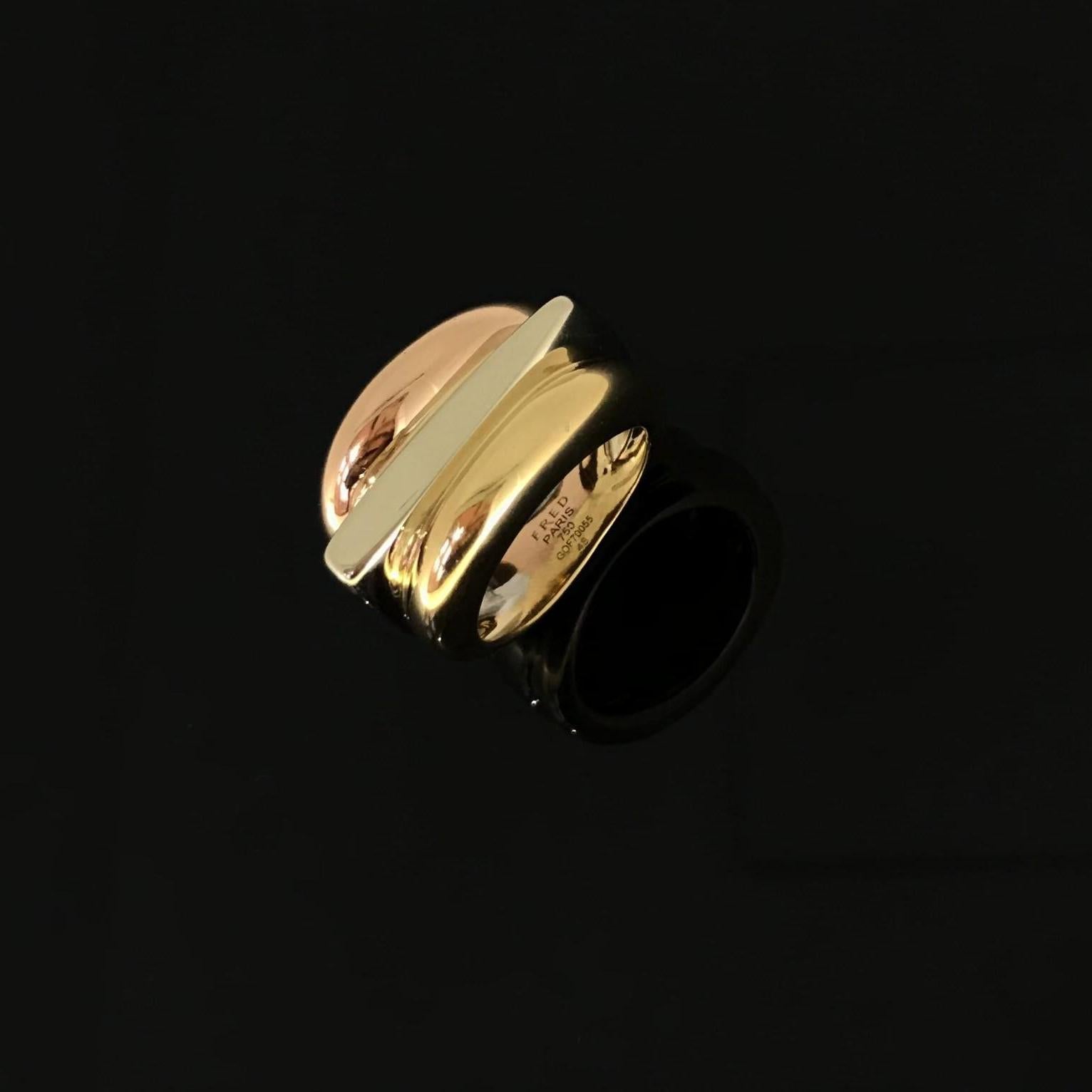 Fred Three Gold White Yellow Rose Gold Success Ring 2