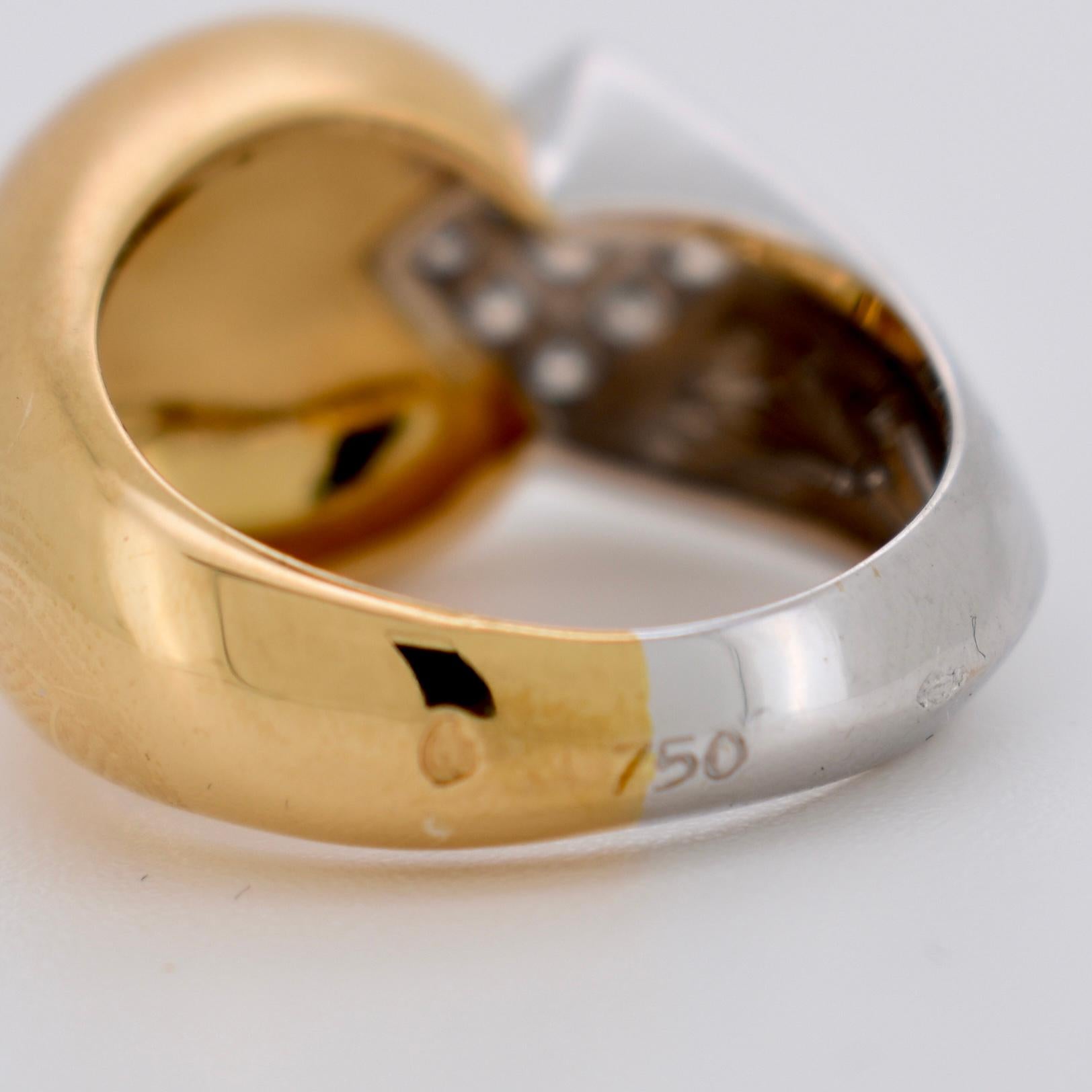 FRED Vintage Signet Ring, 18k Two-Tone Gold, Brilliant Diamonds, French Designer für Damen oder Herren im Angebot